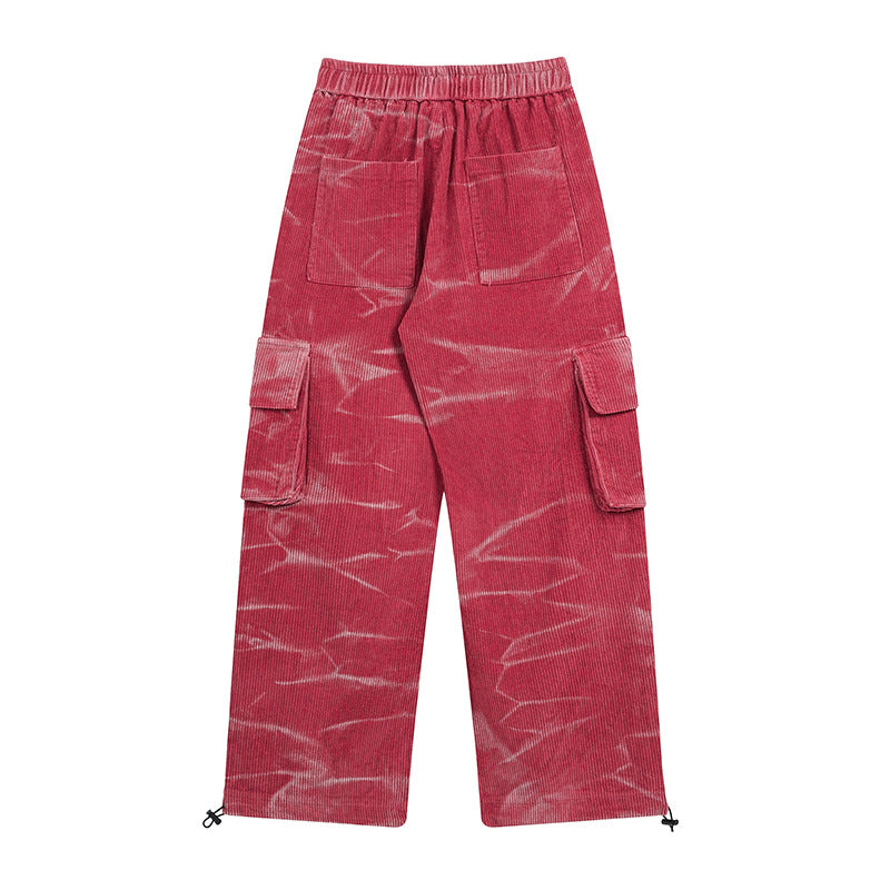 Corduroy Wide-Leg Cargo Trousers