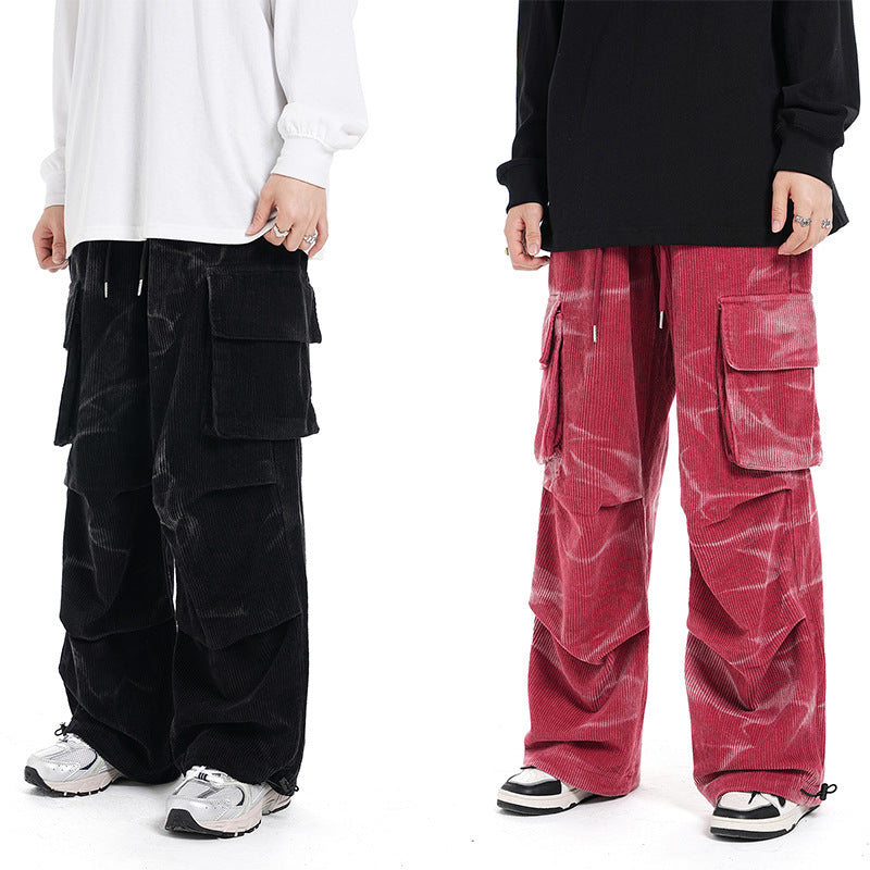 Corduroy Wide-Leg Cargo Trousers