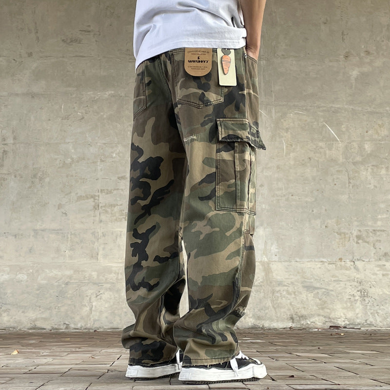 Camo Loose Straight Workwear Pants