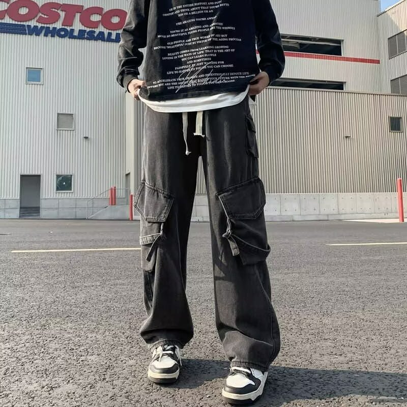 Heavy-Duty Washed Multi-Pocket Trousers
