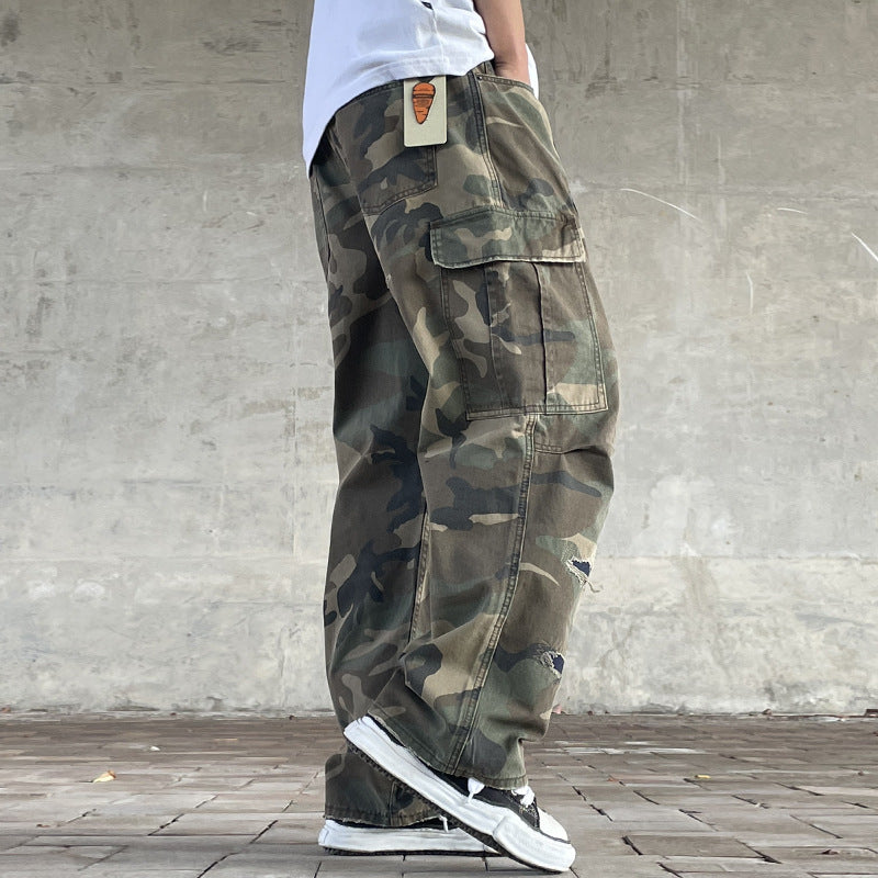 Camo Loose Straight Workwear Pants