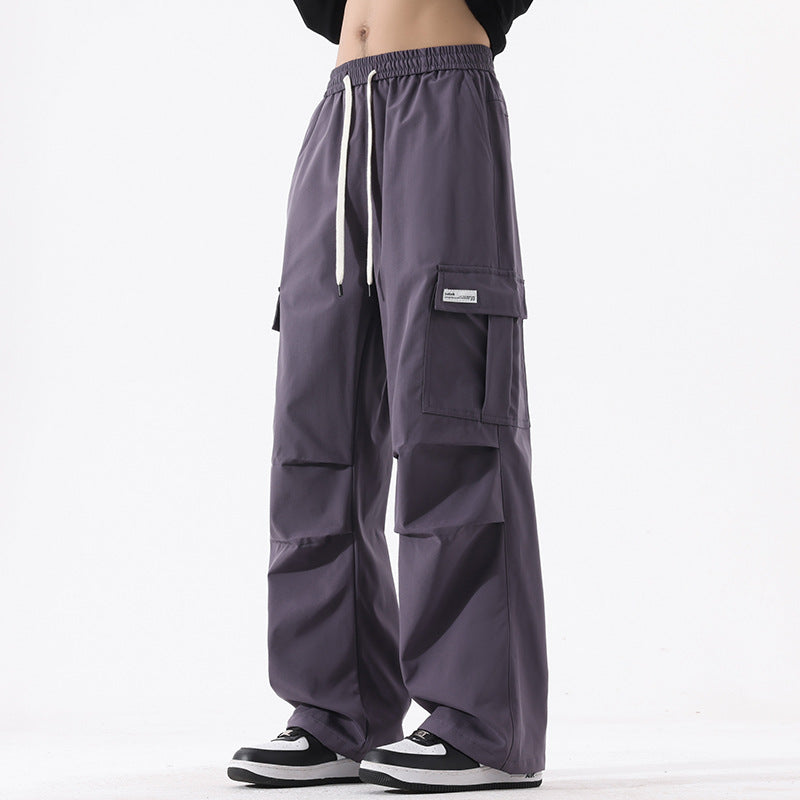 Retro Pleated Straight Cargo Pants