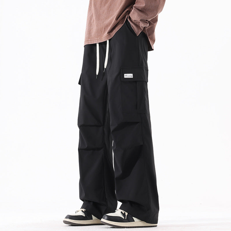 Retro Pleated Straight Cargo Pants