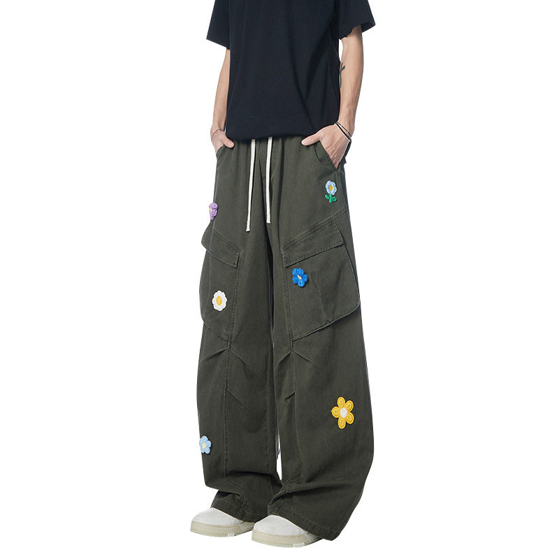 Retro Straight-Cut Multi-Pocket Work Pants