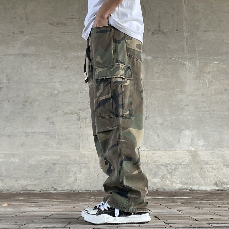 Camo Loose Straight Workwear Pants