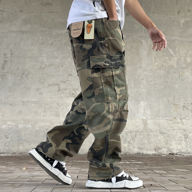 Camo Loose Straight Workwear Pants