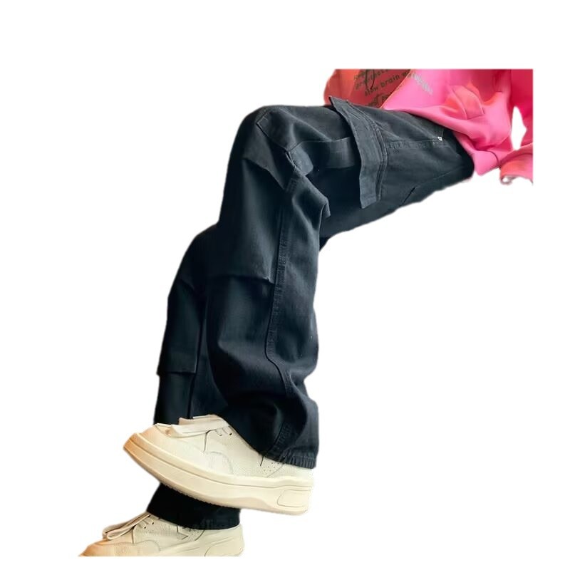Heavy Stone Wash Straight Denim Trousers