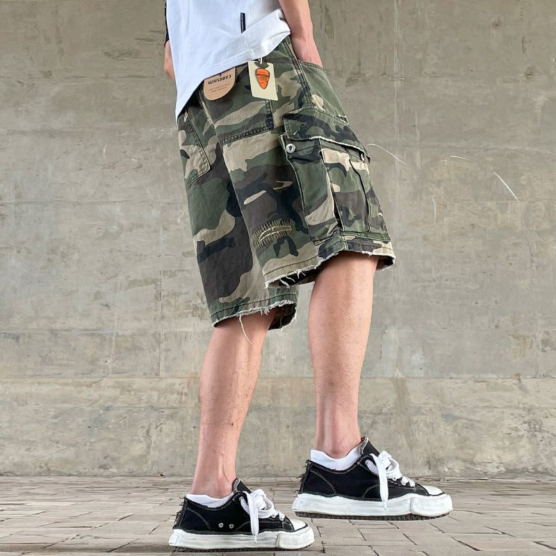Camo Loose Straight Workwear Pants
